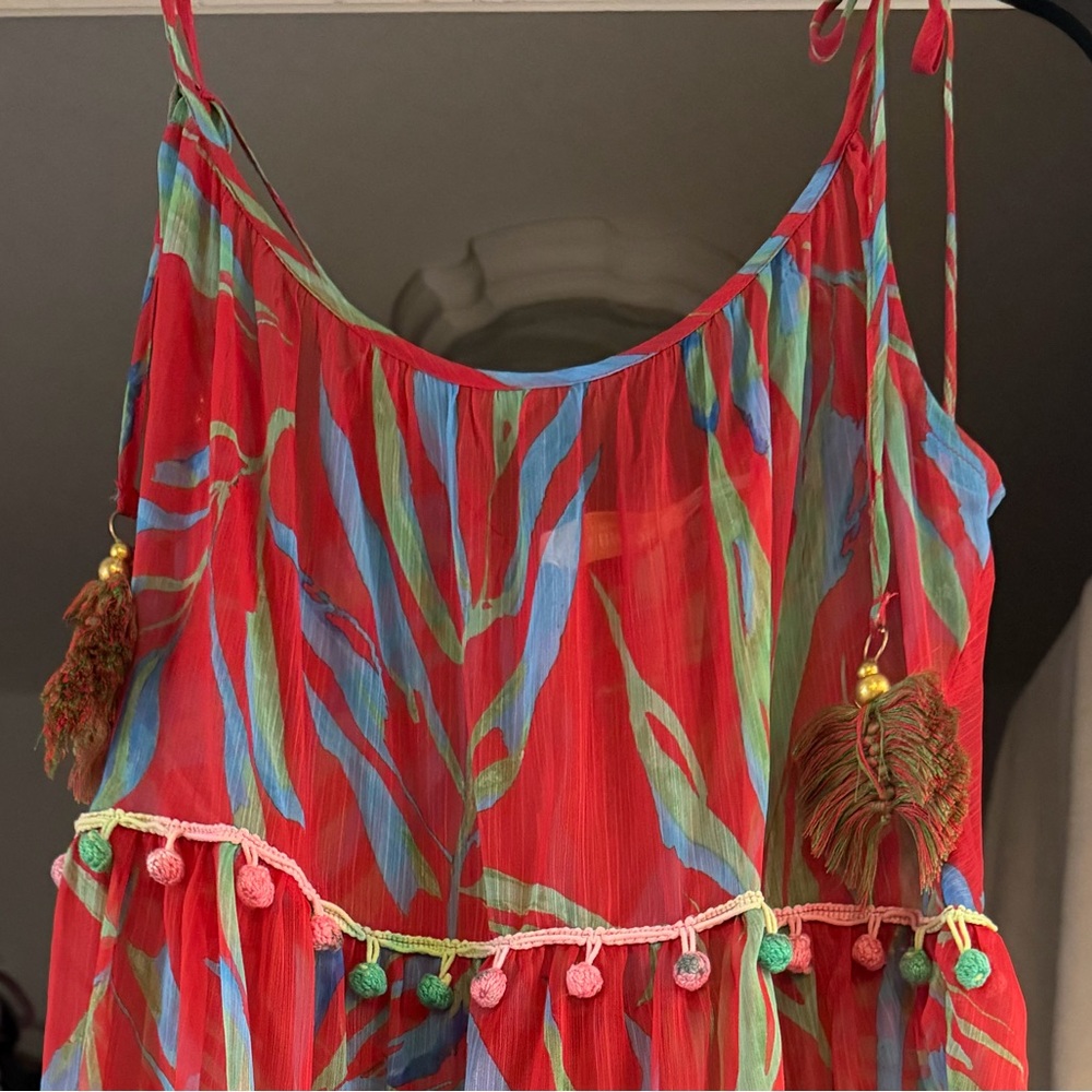 Ramy Brook Red and Green Tassel Dress